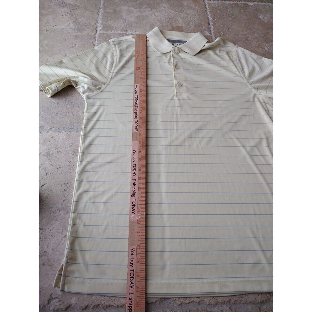 Greg Norman Polo Shirt Mens Medium Yellow  Striped Short Sleeve‎ Play Dry ML75 - Picture 4 of 9